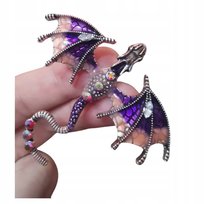 Broszka Smok Fioletowy z Kryształkami Magiczny Urok Fantasy