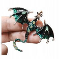 Broszka Smok Zielony z Kryształkami Magiczny Urok Fantasy