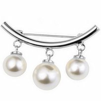 Broszka Srebrna Biała Przypinka z Perłami do Dekoltu Lekka i Efektowna