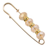 Broszka z Cyrkoniami Beżowa Złota Ozdobna do Sukienki Lekka i Subtelna