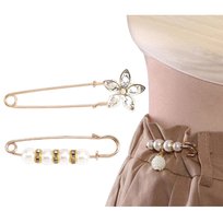 Broszka z Koralikami Biała Złota Zestaw 2 Sztuk do Sukienki Lekka Subtelna