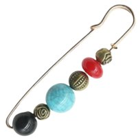 Broszka z Koralikami Kolorowa Złota Ozdobna do Sukienki Lekka i Subtelna