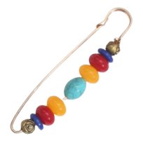 Broszka z Koralikami Kolorowa Złota Ozdobna do Sukienki Lekka i Subtelna