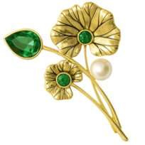 Broszka Złota Przypinka z Cyrkoniami i Perłą Kwiaty Elegancka i Efektowna