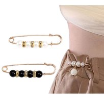 Broszka Złota Zestaw 2 Sztuki z Koralikami Ozdobna Agrafka Lekka Elegancka