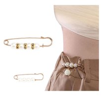 Broszka Złota Zestaw 2 Sztuki z Koralikami Ozdobna Agrafka Lekka Elegancka