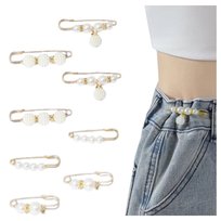 Broszka Złota Zestaw 8 Sztuk z Koralikami Ozdobna Agrafka Lekka Elegancka