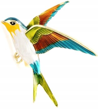 Broszka Złoty Ptaszek Ptak Pin Emalia Kolorowy - Edibazzar