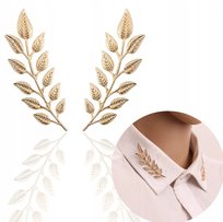 BROSZKI LIŚCIE ZŁOTE PRZYPINKI DO KOŁNIERZA VINTAGE OZDOBY KOSZULI UNISEX