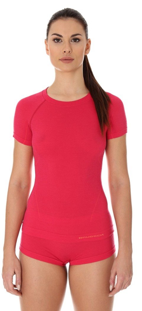 Фото - Термобілизна Brubeck , Koszulka damska termiczna z krótkim rękawem, Active Wool, różowy, 