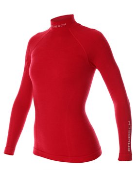BRUBECK, Koszulka damska termoaktywna, Extreme Wool, czerwony, rozmiar S - BRUBECK