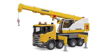 Bruder, Scania Super 560R ciężarówka żółta z dużym dźwigiem Liebherr, 03571
