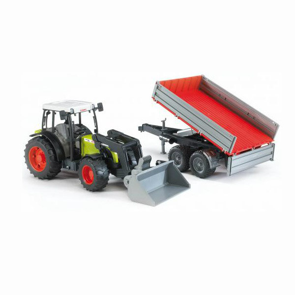 Bruder, Traktor Claas Nectis 267F z ładowarką i przyczepą, 02112