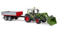 Bruder, Traktor Fendt Vario 211 z ładowaczem czołowym i srebrną przyczepą (02019), BR-02182