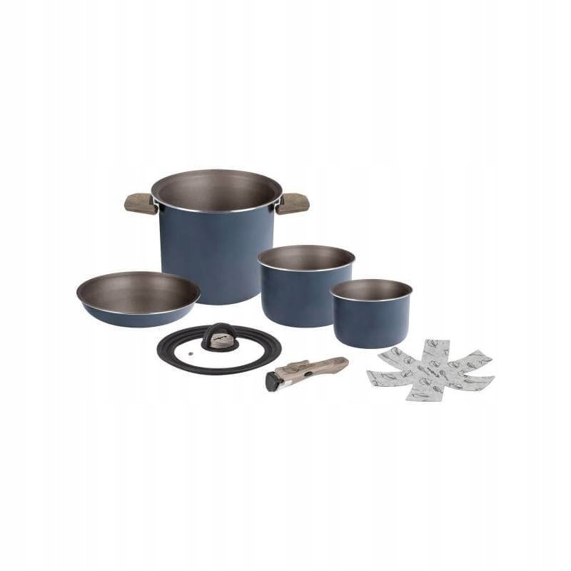 Brunner – Set De Marmites Skipper 9+1, Aluminium 22 Cm, 5L, Passoire, Poêles Et Couvercles, Pour Gaz Et électrique