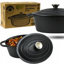 Brytfanna Żeliwna Gęsiarka 4L Indukcja Gaz Piekarnik Duża Owalna Ognisko