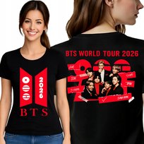 BTS COME BACK Koszulka K-POP World Tour 2026 Arirang M F61 Czarna FRUIT OF THE LOOM