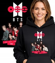 BTS COMEBACK 2026 K-POP BLUZA Z KAPTUREM CIEPŁA L CZARNY JHK