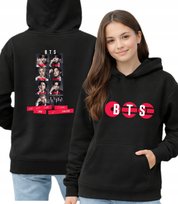 BTS COMEBACK 2026 K-POP DWUSTRONNA BLUZA Z KAPTUREM CIEPŁA S CZARNY JHK