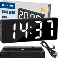BUDZIK ELEKTRONICZNY ZEGAR LED CYFROWY STOJĄCY TERMOMETR ALARM DATA Blow