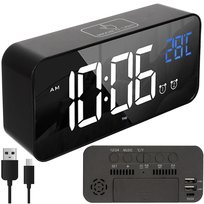 Budzik Elektroniczny Zegar LED Głośny Stojący Data Termometr Działa na Głos IZOXIS Izoxis