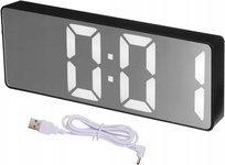 Budzik Wyświetlacz LED USB Regulowana Głośność Ściemnianie Drzemka 12/24H