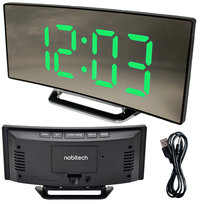 BUDZIK ZEGAR ELEKTRONICZNY LED CYFROWY STOJĄCY DATA TEMPERATURA LUSTRO NOBITECH