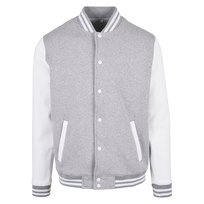Build Your Brand Męska Kurtka Basic Contrast Varsity Jacket (M / Jasnoszary) Build Your Brand
