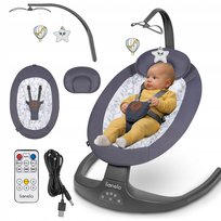 Bujaczek leżaczek bujak elektryczny +pilot LIONELO RALF z zestawem zabawek