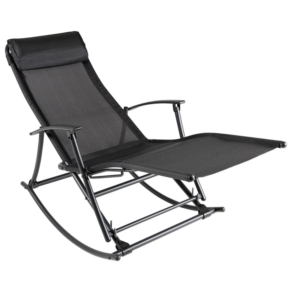 Bujane krzesło ogrodowe VIDAXL, czarne, 150x64x83 cm