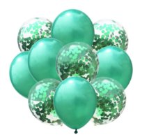 Bukiet balonów lateksowych zielony konfetti Św Patryka kompletny zestaw dekoracji