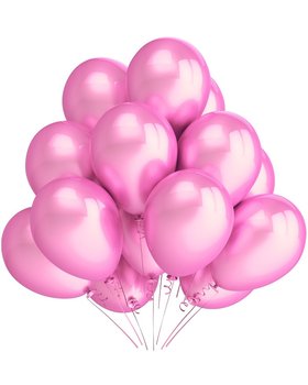 Bukiet balonów metaliczny jasny różowy cukierkowy Gotowy zestaw dekoracji na Urodziny - Szafran Limited