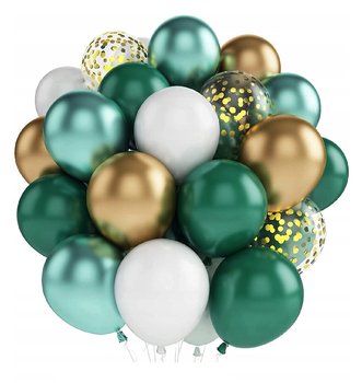 Bukiet balonów zielono złotez konfetti na Rocznicę Ślubu Jubileusz Otwarcie - Szafran Limited