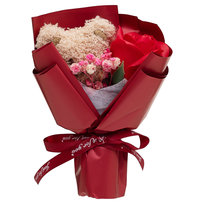 Bukiet z misiem, Walentynki, czerwony