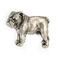 Buldog angielski, Bulldog I  - posrebrzana broszka z psem, elegancki pin, ozdoba klapy marynarki marki Art-Dog
