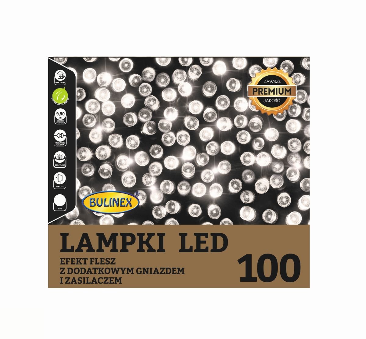 Bulinex, Lampki, 100 diod LED, 9,9 m, 3,72 W, barwa biała zimna