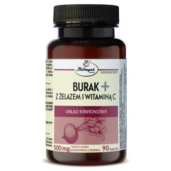 Burak + z żelazem i witaminą C, suplement diety, 90 tabletek - Herbapol