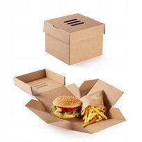 Burger Box 15X15 Rozkładany Mocny Jednorazowy Bez Sup Wysoki Eko 100 Szt.