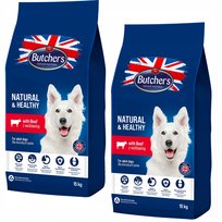 BUTCHER'S Natural&Healthy z wołowiną - sucha karma dla psa - 2x15kg