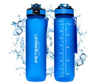 BUTELKA BIDON NA WODĘ SPORTOWA TRITAN SZCZELNA BEZ BPA 1L ZE SŁOMKĄ USTNIKIEM NIEBIESKI PETERSON