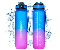 BUTELKA BIDON NA WODĘ TRITAN 1L SZCZELNA ZE SŁOMKĄ USTNIKIEM BEZ BPA SPORTOWA NIEBIESKI PETERSON