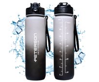 BUTELKA BIDON NA WODĘ TRITAN SZCZELNA BEZ BPA 1L ZE SŁOMKĄ USTNIKIEM SPORTOWA CZARNY PETERSON