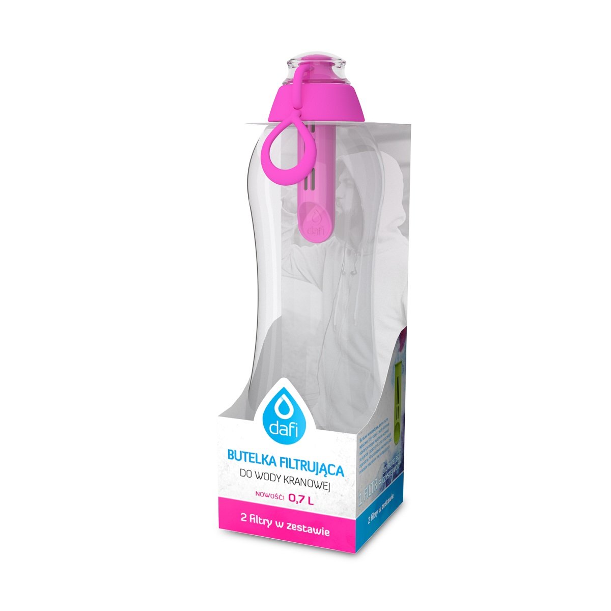 Butelka filtrująca DAFI, 700 ml, flaming + 2 filtry