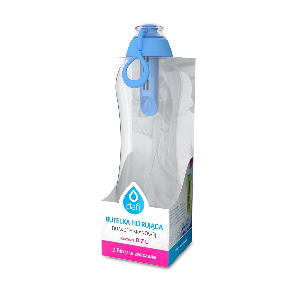 Butelka filtrująca DAFI, 700 ml, niebiański + 2 filtry