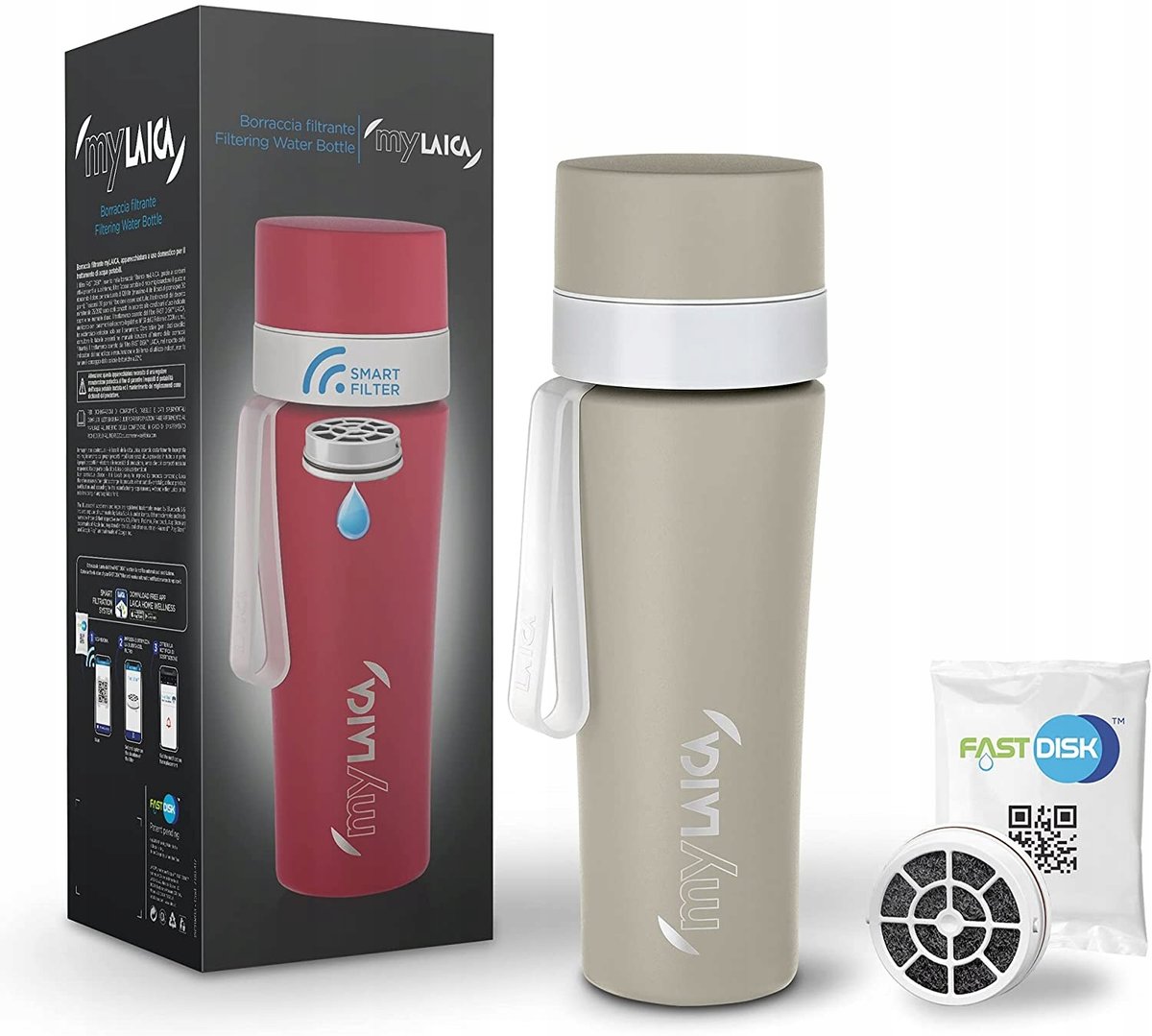 Webber Webber Butelka Filtrująca Laica Mylaica 550Ml Stalowa Bidon Z Filtrem Fast Disk