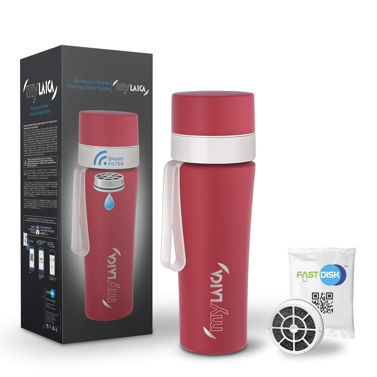 Webber Webber Butelka Filtrująca Laica Mylaica 550Ml Stalowa Bidon Z Filtrem Fast Disk