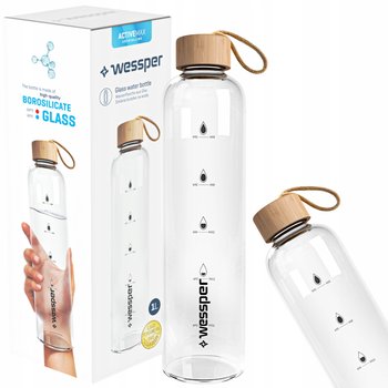 Butelka Motywacyjna Bidon Szklany na wodę napoje Wessper Activemax 1000ml - Wessper
