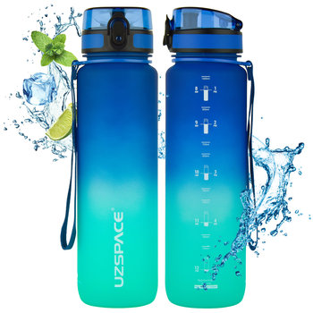 Butelka na wodę 1L z Tritanu Bidon z miarką motywacyjną niebiesko-turkusowy - UZSPACE