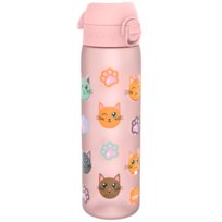 Butelka na Wodę ION8 Cats 500 ml Różowa, Szczelna BPA Free, Recyclon®, Bidon z Motywem Kotów ION8