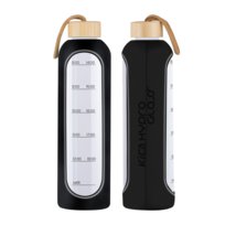 Butelka Szklana Na Wodę Trening Motywacyjna Bidon Kica Hydro Glass 1L Czarna